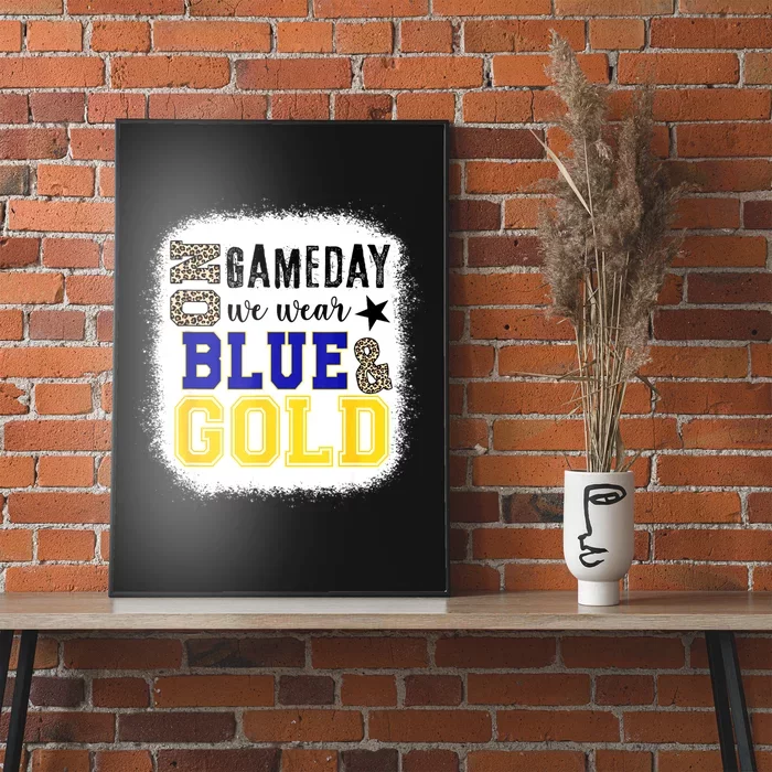 On Game Day Football We Wear Gold And Blue Leopard Print Poster