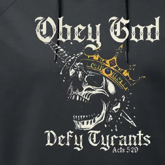 Obey God Defy Tyrants Skull Performance Fleece Hoodie