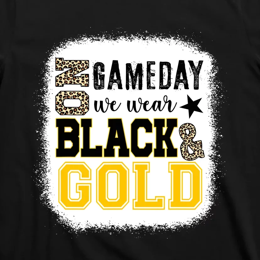 On Game Day Football We Wear Gold And Black Leopard Print T-Shirt