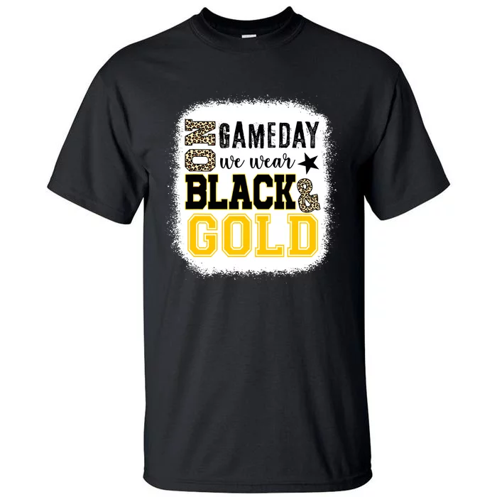 On Game Day Football We Wear Gold And Black Leopard Print Tall T-Shirt