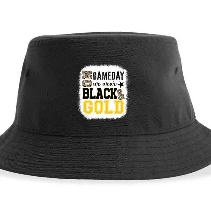 On Game Day Football We Wear Gold And Black Leopard Print Sustainable Bucket Hat