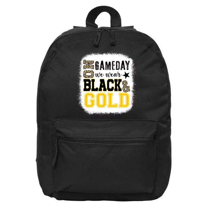 On Game Day Football We Wear Gold And Black Leopard Print 16 in Basic Backpack