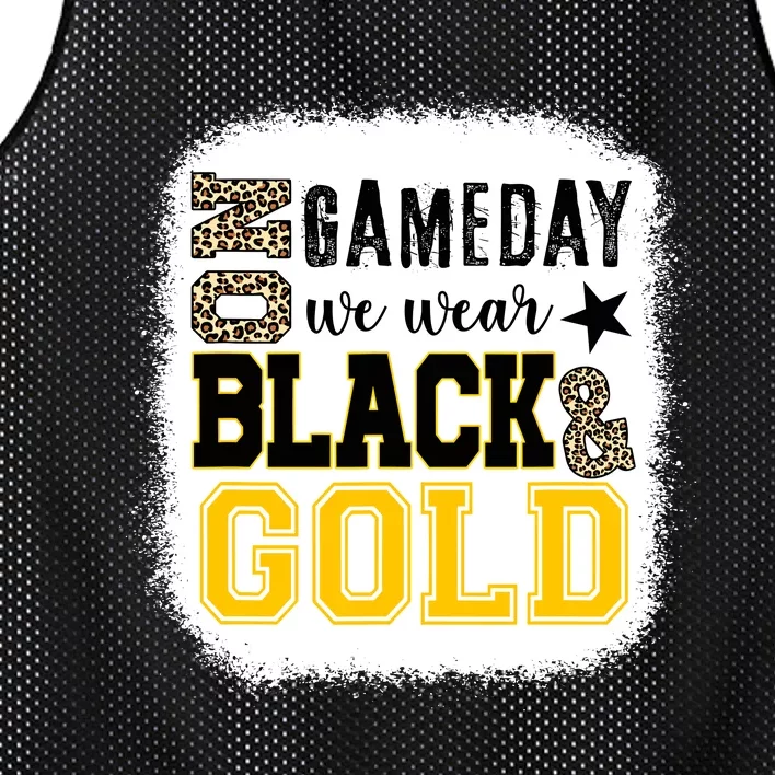 On Game Day Football We Wear Gold And Black Leopard Print Mesh Reversible Basketball Jersey Tank