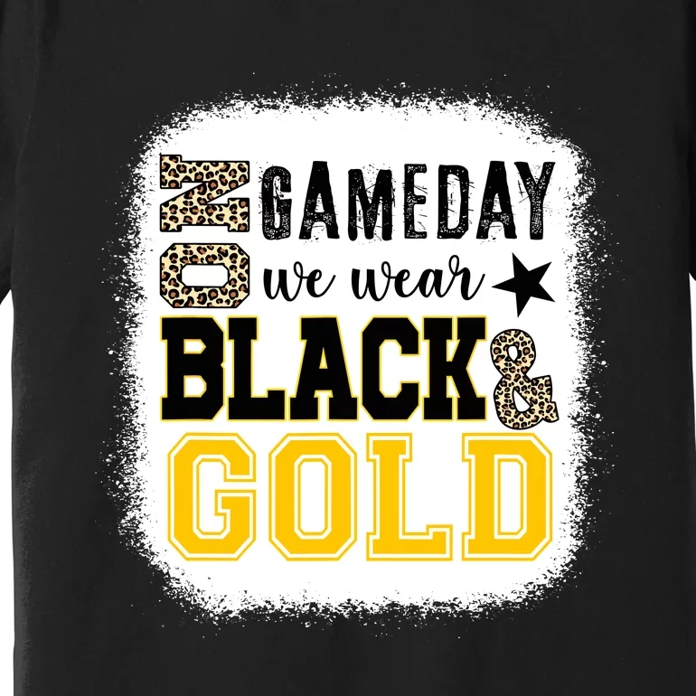 On Game Day Football We Wear Gold And Black Leopard Print Premium T-Shirt