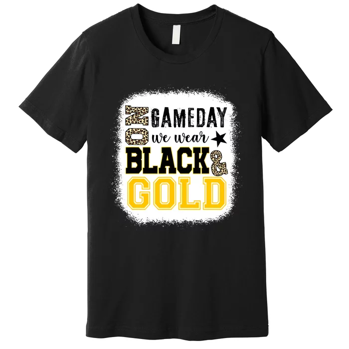 On Game Day Football We Wear Gold And Black Leopard Print Premium T-Shirt