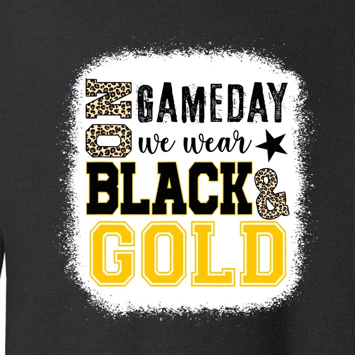 On Game Day Football We Wear Gold And Black Leopard Print Toddler Sweatshirt