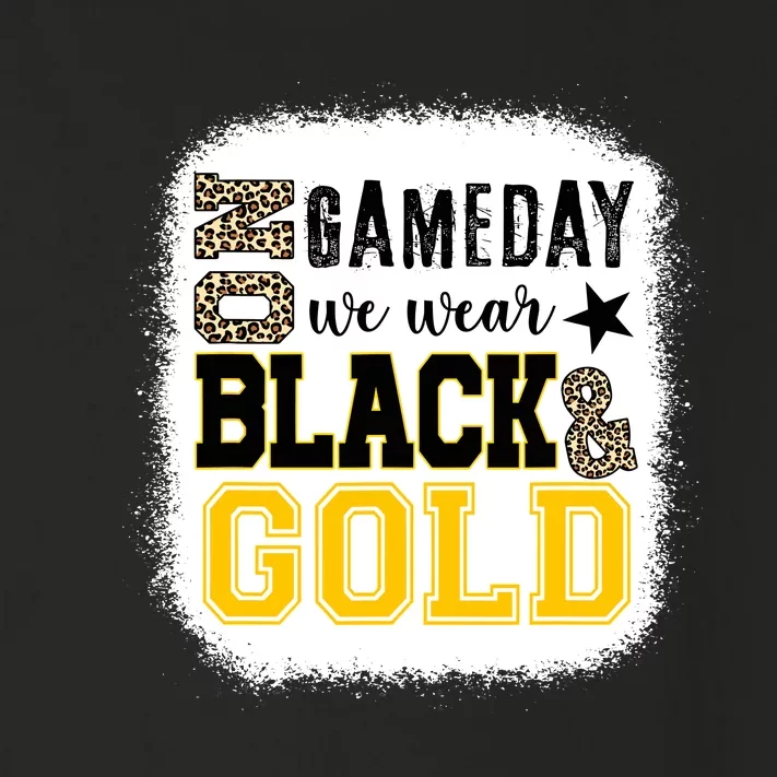 On Game Day Football We Wear Gold And Black Leopard Print Toddler Long Sleeve Shirt