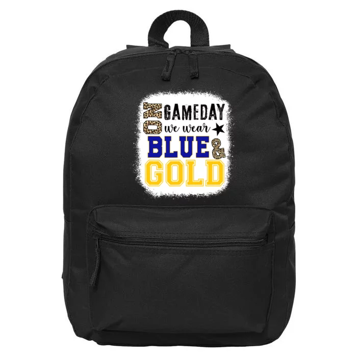 On Game Day Football We Wear Gold And Blue Leopard Print 16 in Basic Backpack