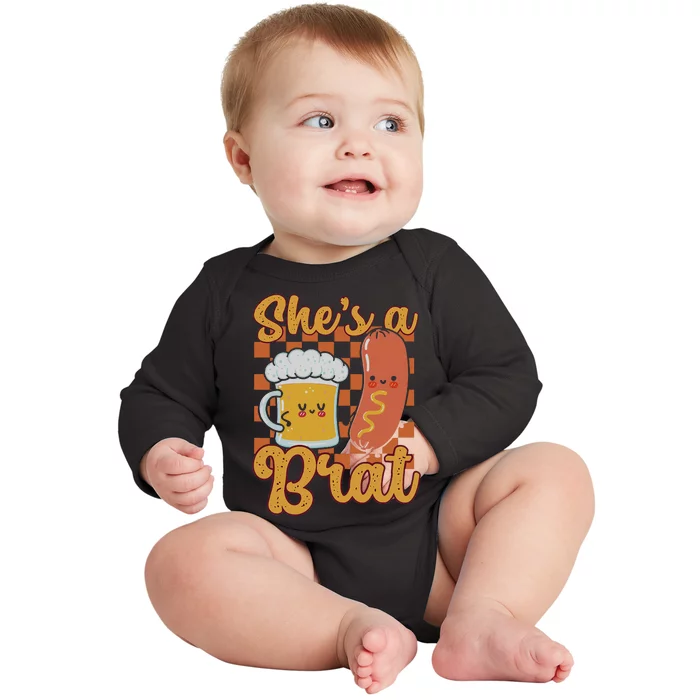 Oktoberfest German Drinking SheS A Brat Couple Matching Baby Long Sleeve Bodysuit