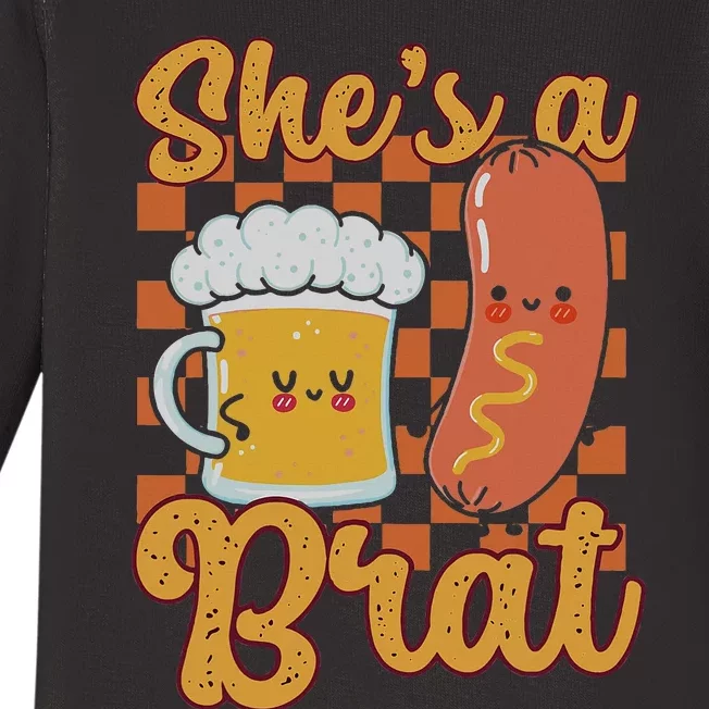 Oktoberfest German Drinking SheS A Brat Couple Matching Baby Long Sleeve Bodysuit