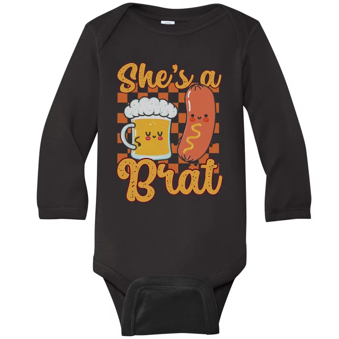 Oktoberfest German Drinking SheS A Brat Couple Matching Baby Long Sleeve Bodysuit