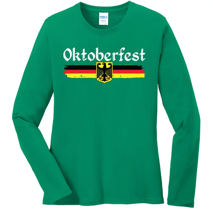 Oktoberfest German Drinking Vintage German Flag Ladies Long Sleeve Shirt