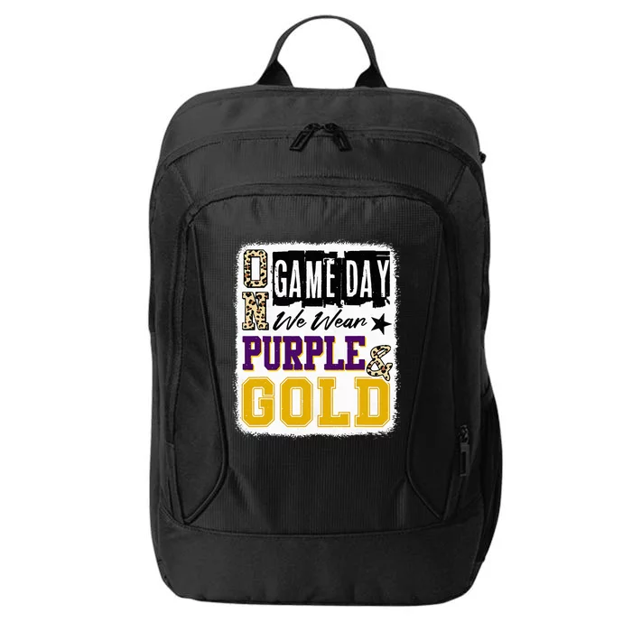 On Game Day Football We Wear Purple And Gold School Spirit City Backpack