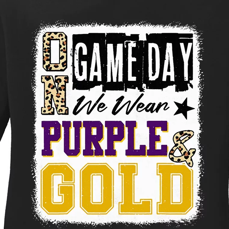 On Game Day Football We Wear Purple And Gold School Spirit Ladies Long Sleeve Shirt