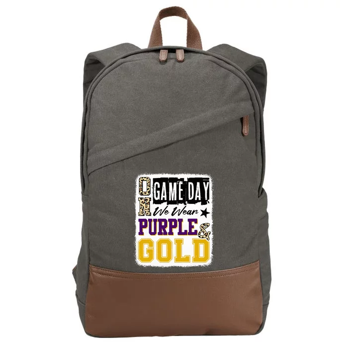 On Game Day Football We Wear Purple And Gold School Spirit Cotton Canvas Backpack