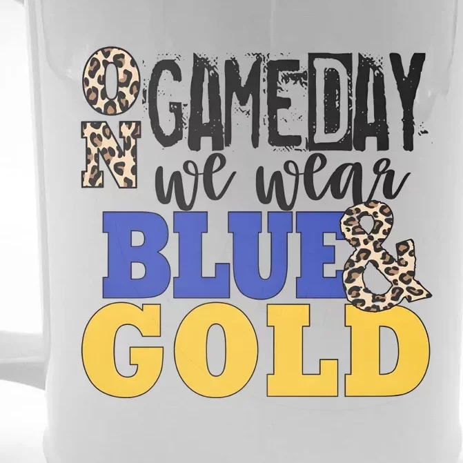 On Game Day We Wear Blue & Gold Front & Back Beer Stein