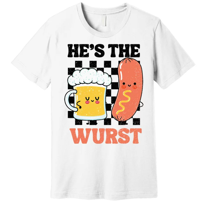 Oktoberfest German Drinking HeS The Wurst Couple Matching Premium T-Shirt