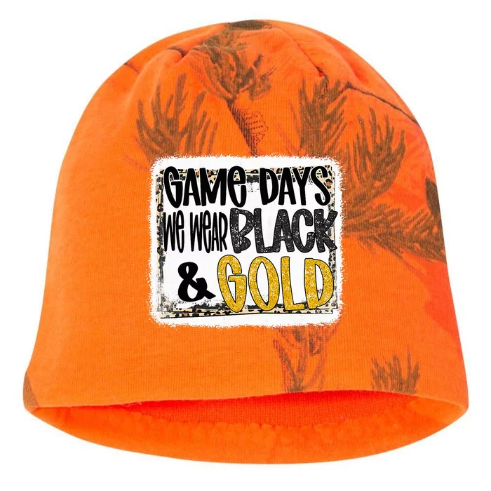 On Game Day Football We Wear Black And Gold School Spirit Kati - Camo Knit Beanie