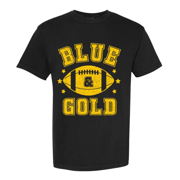 On Game Day Football We Wear Blue And Gold School Spirit Garment-Dyed Heavyweight T-Shirt