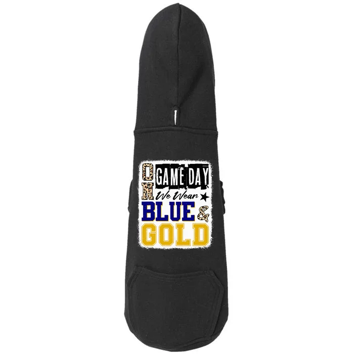 On Game Day Football We Wear Blue And Gold School Spirit Doggie 3-End Fleece Hoodie