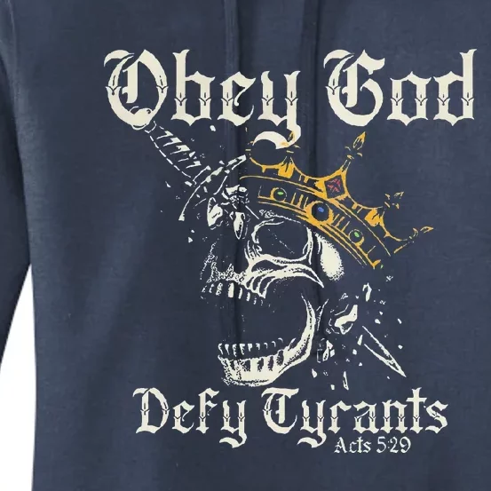 Obey God Defy Tyrants Skull Women's Pullover Hoodie