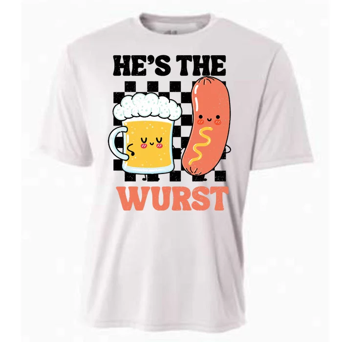 Oktoberfest German Drinking HeS The Wurst Couple Matching Cooling Performance Crew T-Shirt