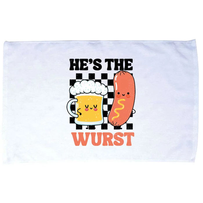 Oktoberfest German Drinking HeS The Wurst Couple Matching Microfiber Hand Towel