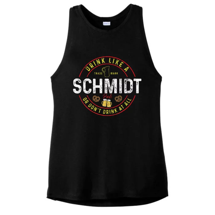 Oktoberfest Germany Drink Like A Schmidt Funny German Beer Ladies Tri-Blend Wicking Tank