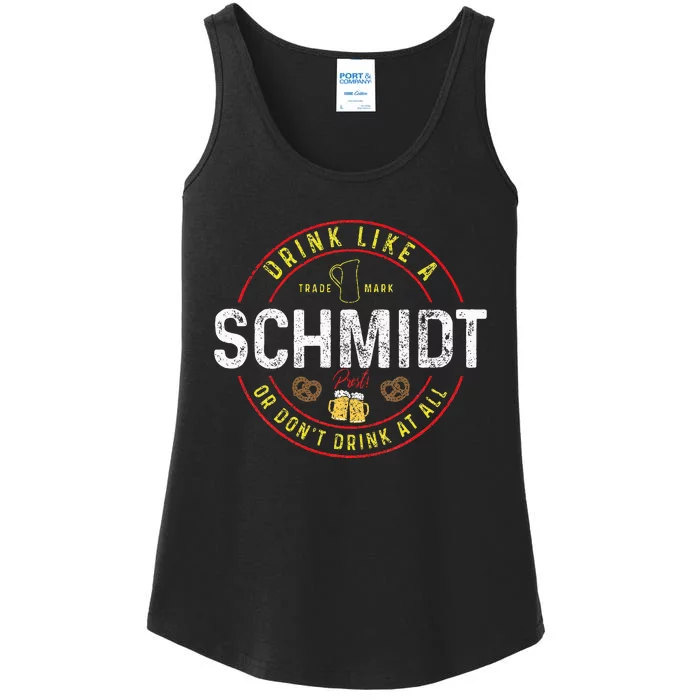 Oktoberfest Germany Drink Like A Schmidt Funny German Beer Ladies Essential Tank