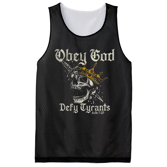 Obey God Defy Tyrants Skull Mesh Reversible Basketball Jersey Tank