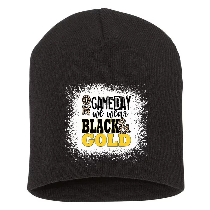 On Game Day Football We Wear Gold And Black Short Acrylic Beanie