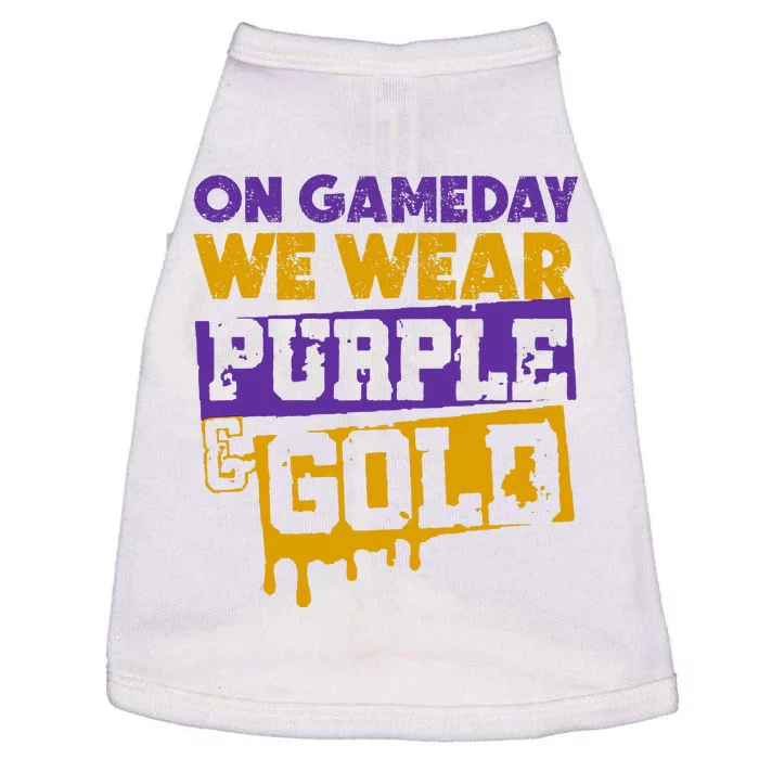 On Game Day Football We Wear Purple And Gold Leopard Doggie Tank