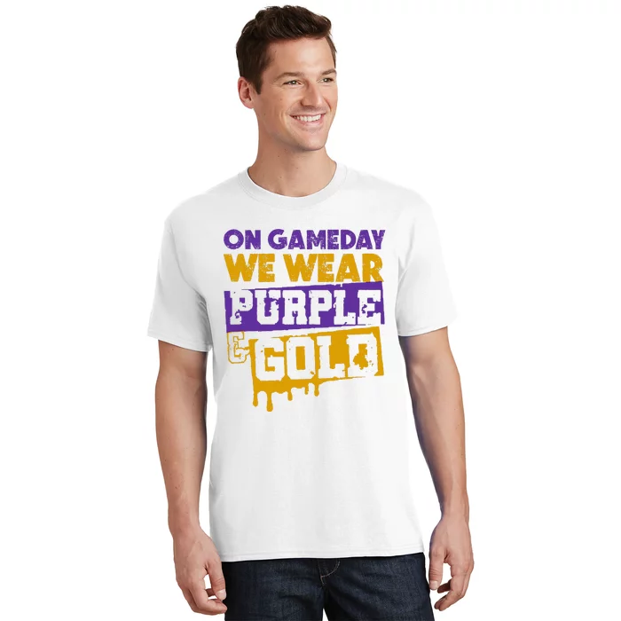 On Game Day Football We Wear Purple And Gold Leopard T-Shirt