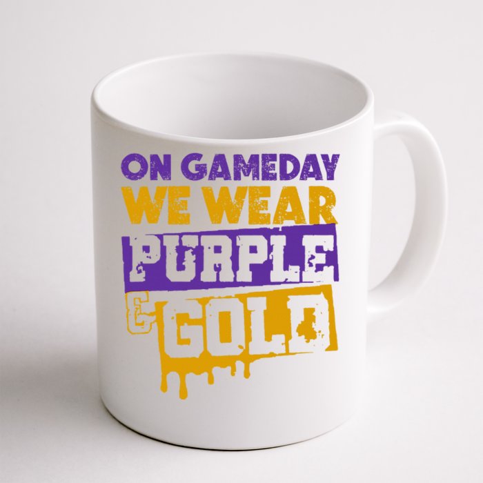 On Game Day Football We Wear Purple And Gold Leopard Front & Back Coffee Mug