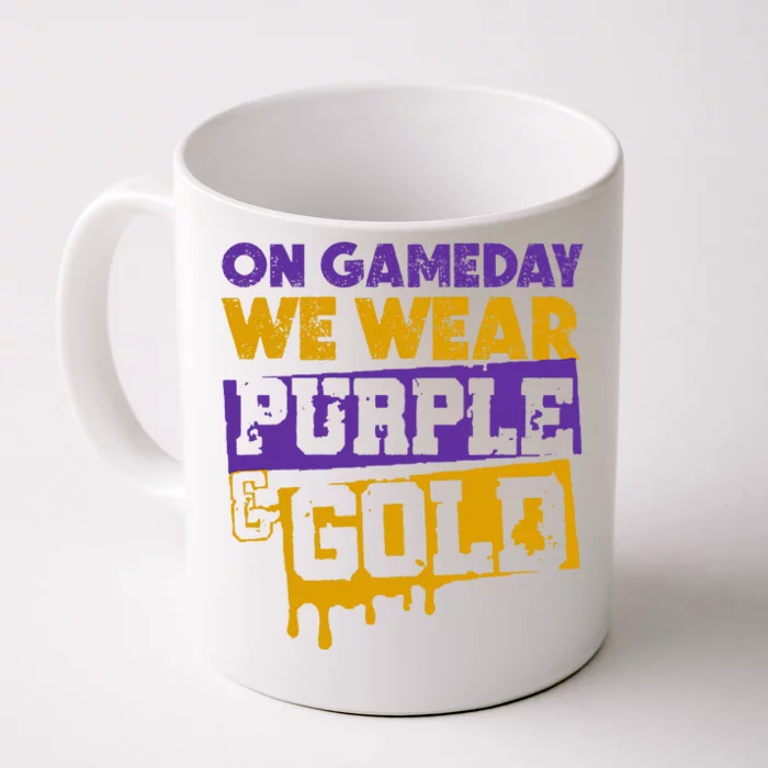 On Game Day Football We Wear Purple And Gold Leopard Front & Back Coffee Mug