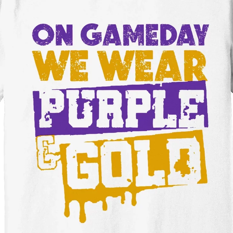 On Game Day Football We Wear Purple And Gold Leopard Premium T-Shirt