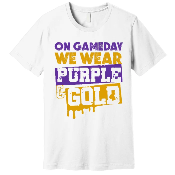 On Game Day Football We Wear Purple And Gold Leopard Premium T-Shirt