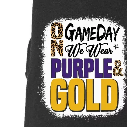 On Game Day Football We Wear Purple And Gold Leopard Print Doggie 3-End Fleece Hoodie