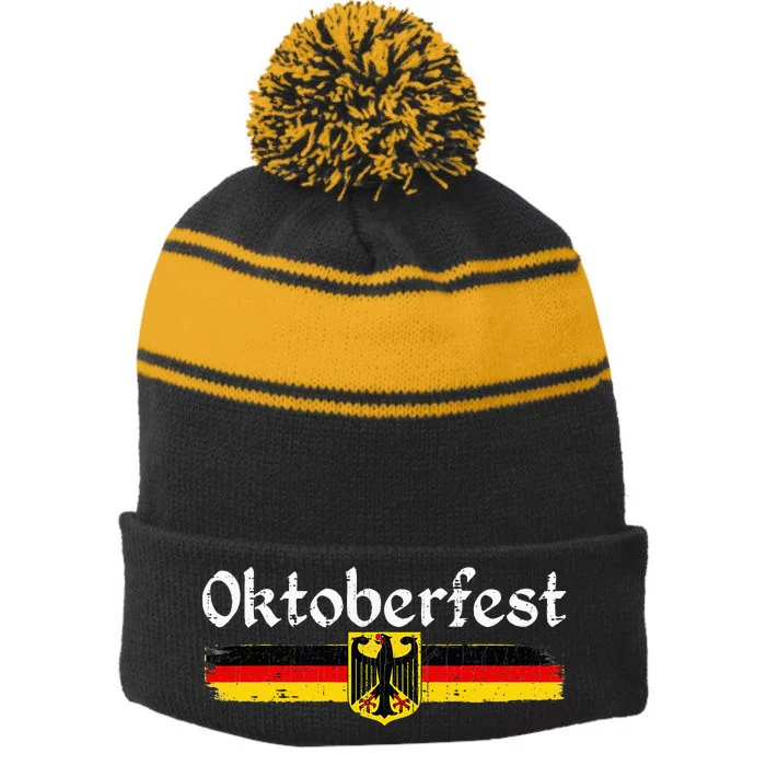 Oktoberfest German Drinking Stripe Pom Pom Beanie