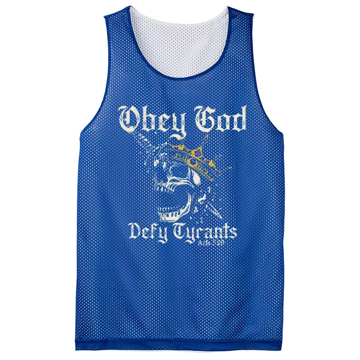 Obey God Defy Tyrants Skull Mesh Reversible Basketball Jersey Tank