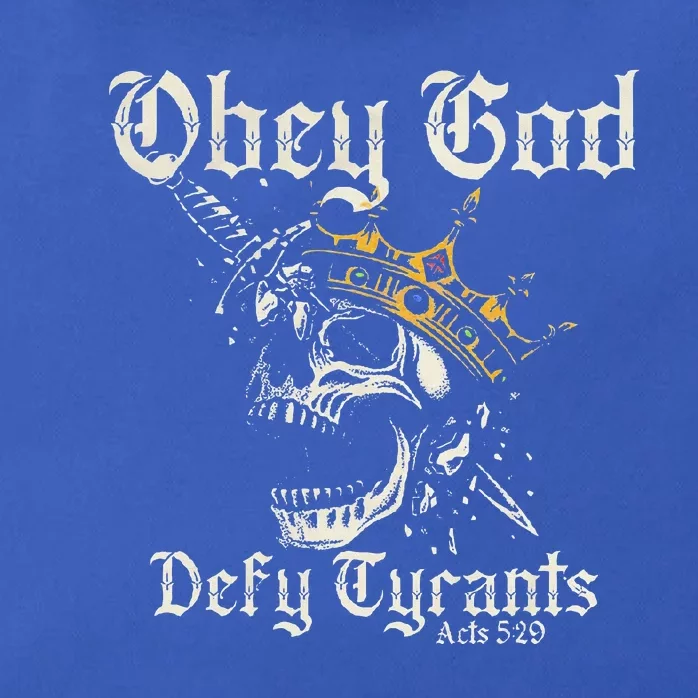 Obey God Defy Tyrants Skull Zip Tote Bag