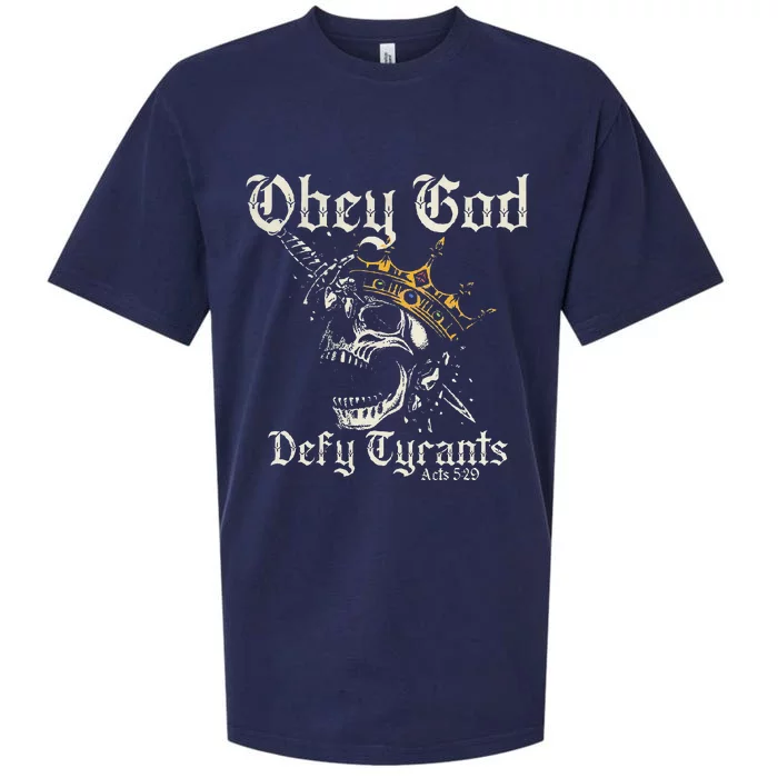 Obey God Defy Tyrants Skull Sueded Cloud Jersey T-Shirt