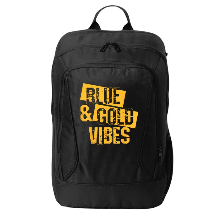 On Game Day Football We Wear Blue And Vibes Gold School Spirit City Backpack