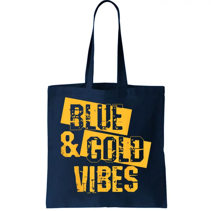 On Game Day Football We Wear Blue And Vibes Gold School Spirit Tote Bag