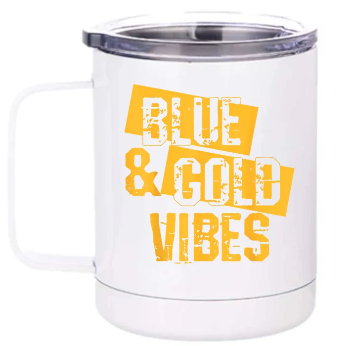 On Game Day Football We Wear Blue And Vibes Gold School Spirit Front & Back 12oz Stainless Steel Tumbler Cup