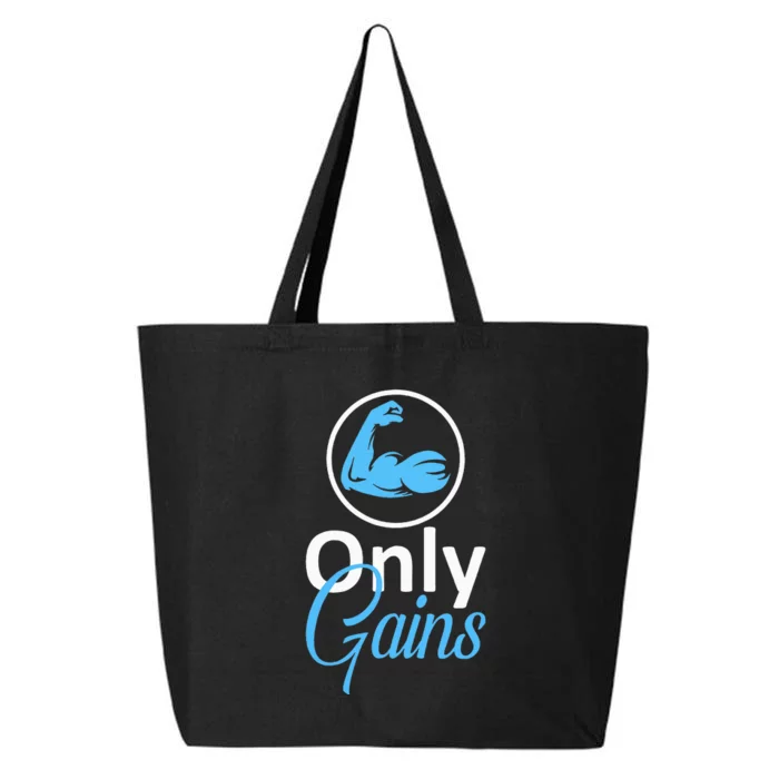 Only Gains Funny Gym Fitness Workout Bodybuilding Lifting 25L Jumbo Tote