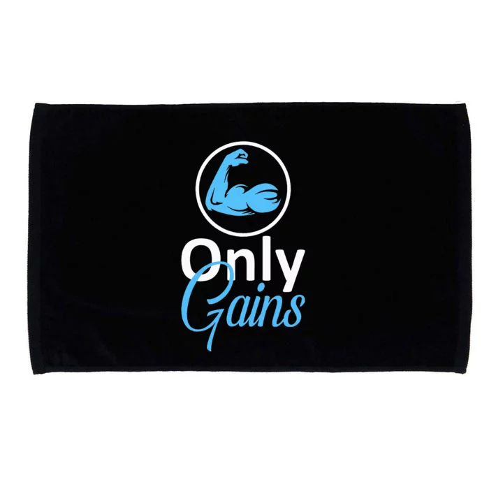 Only Gains Funny Gym Fitness Workout Bodybuilding Lifting Microfiber Hand Towel