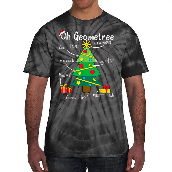 Oh Geometree Funny Christmas Tree Geometry Math Teacher Tie-Dye T-Shirt