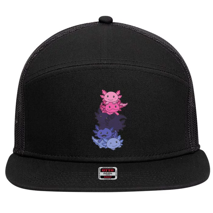 Omnisexual Gender fluid Pride LGBTQ Axolotl 7 Panel Mesh Trucker Snapback Hat