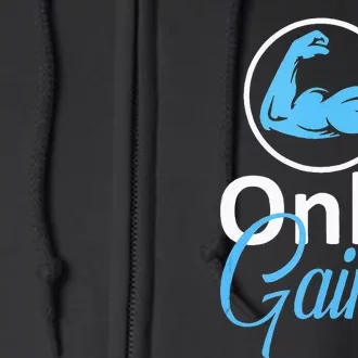 Only Gains Funny Gym Fitness Workout Parody Full Zip Hoodie